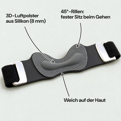 Patellaband von innen: 3D-Luftpolster aus Silikon mit 45°-Rillen